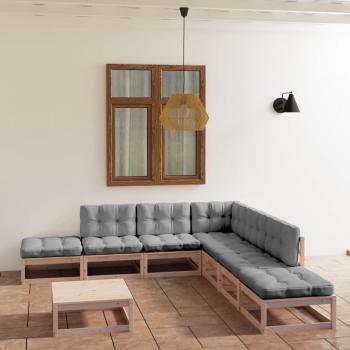 ARDEBO.de - 8-tlg. Garten-Lounge-Set mit Kissen Kiefer Massivholz