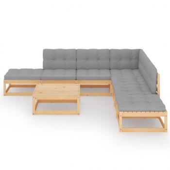 8-tlg. Garten-Lounge-Set mit Kissen Kiefer Massivholz