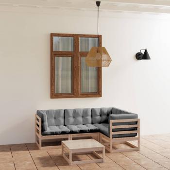 ARDEBO.de - 5-tlg. Garten-Lounge-Set mit Kissen Kiefer Massivholz