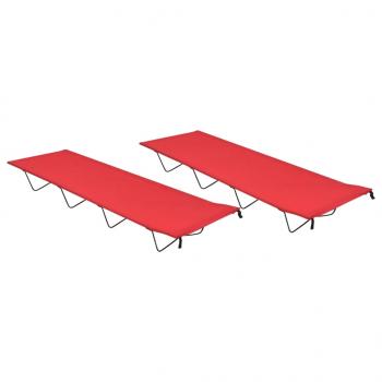 ARDEBO.de - Campingbetten 2 Stk. 180x60x19 cm Oxford-Gewebe und Stahl Rot