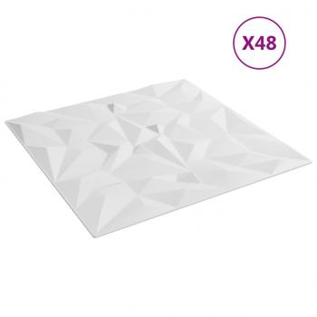 Wandpaneele 48 Stk. Weiß 50x50 cm XPS 12 m² Amethyst