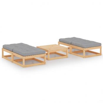 ARDEBO.de - 5-tlg. Garten-Lounge-Set mit Kissen Kiefer Massivholz