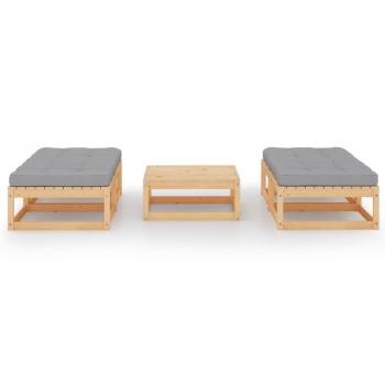 5-tlg. Garten-Lounge-Set mit Kissen Kiefer Massivholz