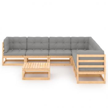 8-tlg. Garten-Lounge-Set mit Kissen Massivholz Kiefer