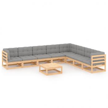 ARDEBO.de - 9-tlg. Garten-Lounge-Set mit Kissen Massivholz Kiefer