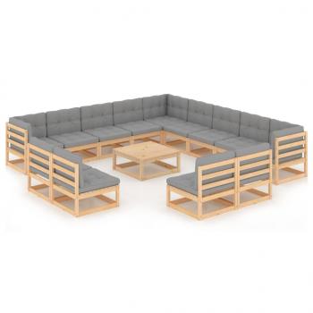 ARDEBO.de - 14-tlg. Garten-Lounge-Set mit Kissen Massivholz Kiefer