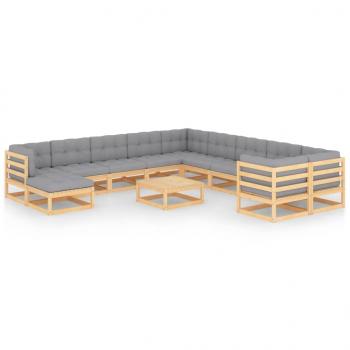 ARDEBO.de - 12-tlg. Garten-Lounge-Set mit Kissen Massivholz Kiefer