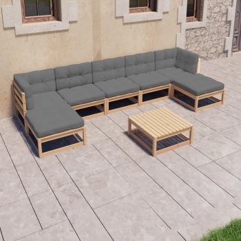 ARDEBO.de - 8-tlg. Garten-Lounge-Set mit Kissen Massivholz Kiefer