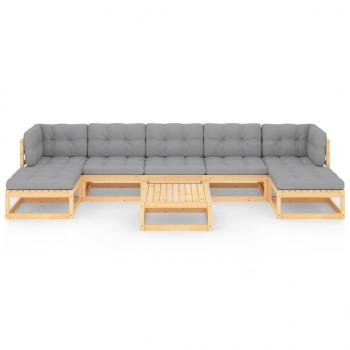 8-tlg. Garten-Lounge-Set mit Kissen Massivholz Kiefer