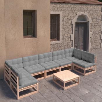 ARDEBO.de - 8-tlg. Garten-Lounge-Set mit Kissen Massivholz Kiefer