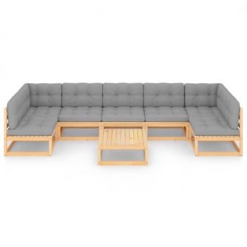 8-tlg. Garten-Lounge-Set mit Kissen Massivholz Kiefer