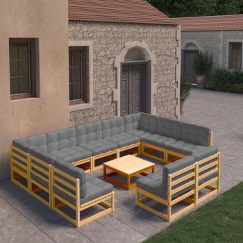 ARDEBO.de - 10-tlg. Garten-Lounge-Set mit Kissen Massivholz Kiefer