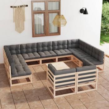 ARDEBO.de - 12-tlg. Garten-Lounge-Set mit Kissen Massivholz Kiefer