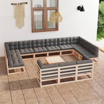 ARDEBO.de - 14-tlg. Garten-Lounge-Set mit Kissen Massivholz Kiefer