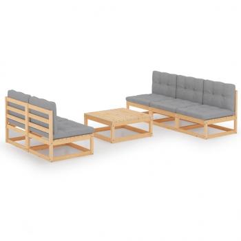 ARDEBO.de - 6-tlg. Garten-Lounge-Set mit Kissen Kiefer Massivholz