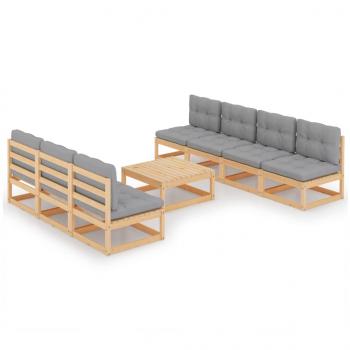 8-tlg. Garten-Lounge-Set mit Kissen Kiefer Massivholz