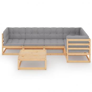 6-tlg. Garten-Lounge-Set mit Kissen Kiefer Massivholz