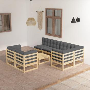 ARDEBO.de - 8-tlg. Garten-Lounge-Set mit Kissen Massivholz Kiefer