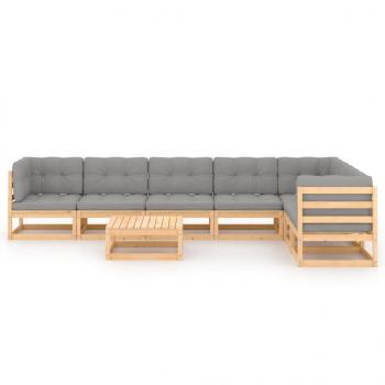 8-tlg. Garten-Lounge-Set mit Kissen Massivholz Kiefer