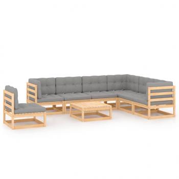 ARDEBO.de - 8-tlg. Garten-Lounge-Set mit Kissen Massivholz Kiefer