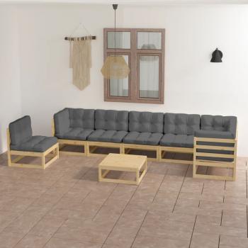 ARDEBO.de - 8-tlg. Garten-Lounge-Set mit Kissen Massivholz Kiefer