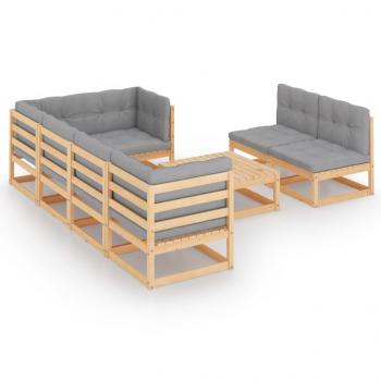 8-tlg. Garten-Lounge-Set mit Kissen Massivholz Kiefer