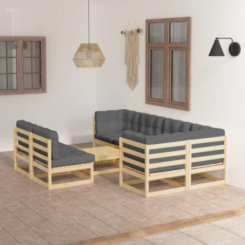 ARDEBO.de - 8-tlg. Garten-Lounge-Set mit Kissen Massivholz Kiefer