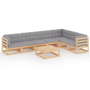 8-tlg. Garten-Lounge-Set mit Kissen Massivholz Kiefer