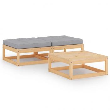 ARDEBO.de - 3-tlg. Garten-Lounge-Set mit Kissen Kiefer Massivholz