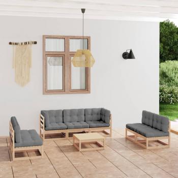 ARDEBO.de - 8-tlg. Garten-Lounge-Set mit Kissen Kiefer Massivholz