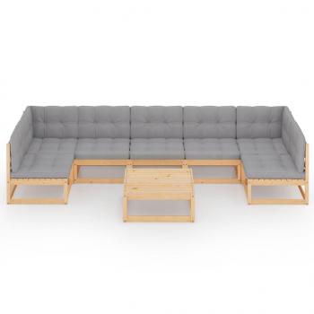 8-tlg. Garten-Lounge-Set mit Kissen Kiefer Massivholz