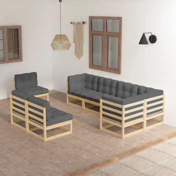 ARDEBO.de - 8-tlg. Garten-Lounge-Set mit Kissen Massivholz Kiefer