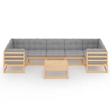 8-tlg. Garten-Lounge-Set mit Kissen Kiefer Massivholz