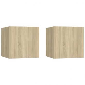 ARDEBO.de - Nachttische 2 Stk. Sonoma-Eiche 30,5x30x30 cm Holzwerkstoff