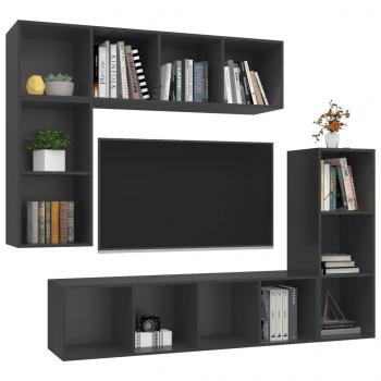 4-tlg. TV-Schrank-Set Grau Holzwerkstoff