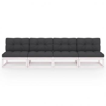 4-Sitzer-Gartensofa mit Kissen Kiefer Massivholz