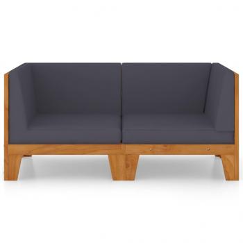 2-Sitzer-Sofa mit Dunkelgrauen Kissen Akazie Massivholz