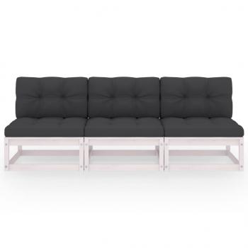 3-Sitzer-Sofa mit Kissen Kiefer Massivholz