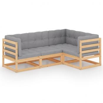 ARDEBO.de - 4-tlg. Garten-Lounge-Set mit Kissen Kiefer Massivholz