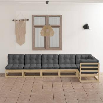 ARDEBO.de - 6-tlg. Garten-Lounge-Set mit Kissen Kiefer Massivholz