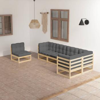 ARDEBO.de - 6-tlg. Garten-Lounge-Set mit Kissen Kiefer Massivholz