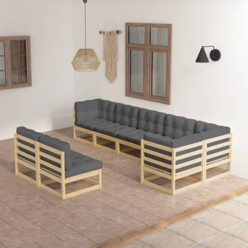 ARDEBO.de - 8-tlg. Garten-Lounge-Set mit Kissen Massivholz Kiefer