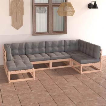 ARDEBO.de - 6-tlg. Garten-Lounge-Set mit Kissen Massivholz Kiefer