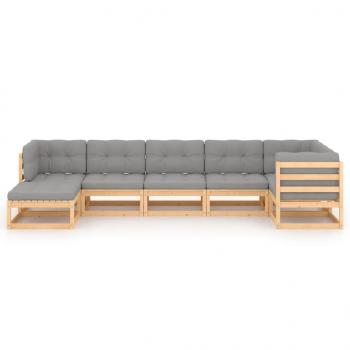 7-tlg. Garten-Lounge-Set mit Kissen Massivholz Kiefer