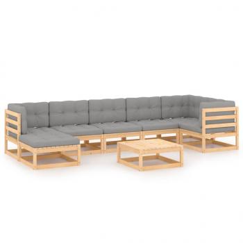 8-tlg. Garten-Lounge-Set mit Kissen Massivholz Kiefer