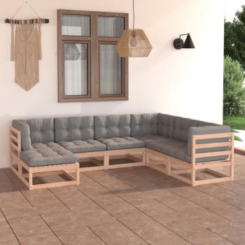 ARDEBO.de - 7-tlg. Garten-Lounge-Set mit Kissen Massivholz Kiefer