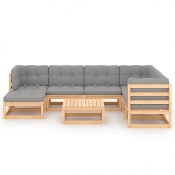 8-tlg. Garten-Lounge-Set mit Kissen Massivholz Kiefer