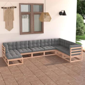 ARDEBO.de - 8-tlg. Garten-Lounge-Set mit Kissen Massivholz Kiefer