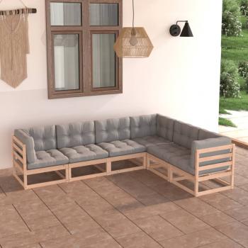 ARDEBO.de - 6-tlg. Garten-Lounge-Set mit Kissen Massivholz Kiefer