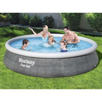 ARDEBO.de - Bestway Fast Set Aufblasbares Pool-Set mit Pumpe 396x84 cm 